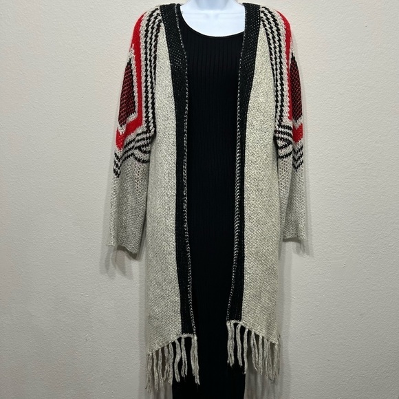 NWOT  Gianni Bini Fringe Duster Knit Cardigan Vintage - Picture 2 of 6